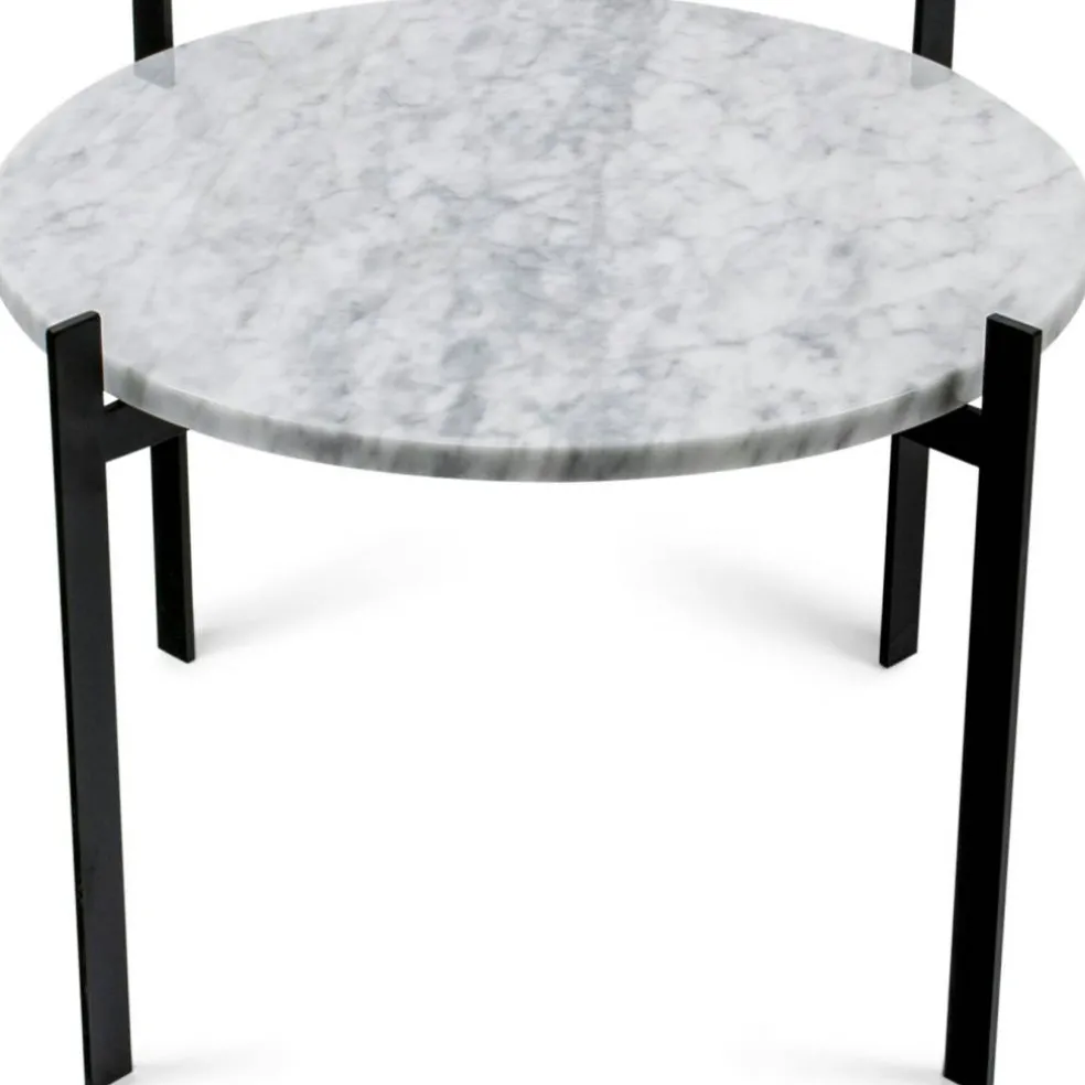 Single Deck Table, Marble White Matt Ø50, Black Frame