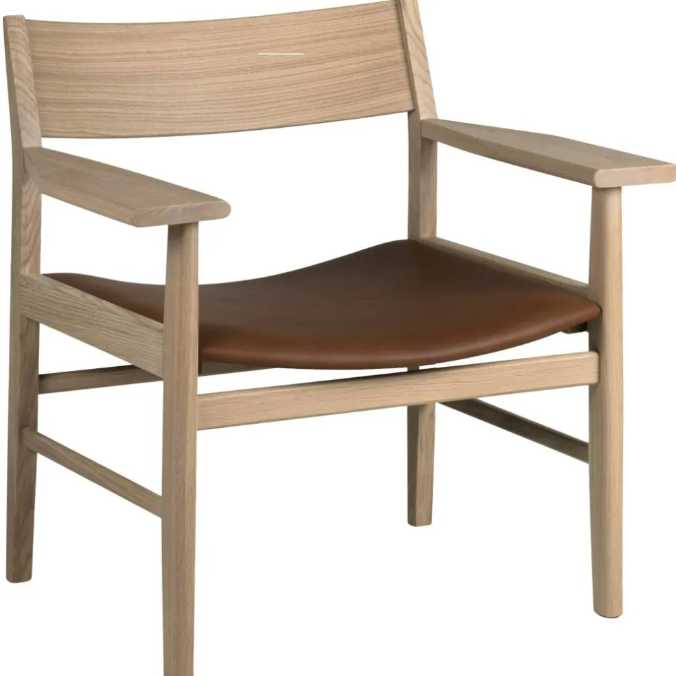 Siza Loungefåtölj, Vitpigmenterad Ek / Konjak Läder