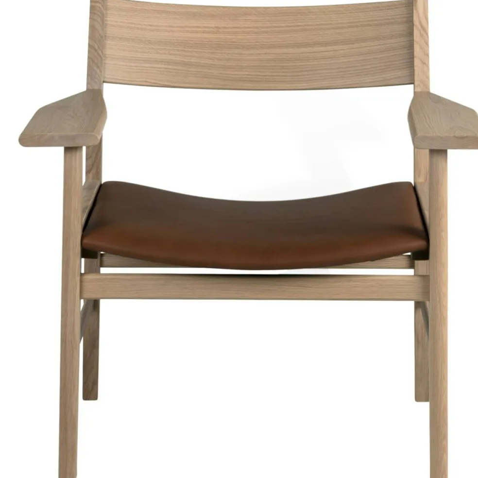 Siza Loungefåtölj, Vitpigmenterad Ek / Mocca Läder