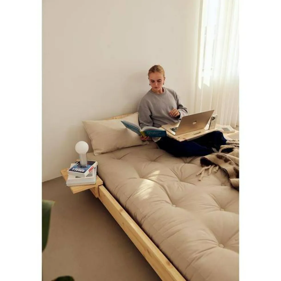 Social Sängram Med 2 Ryggstöd och Sidobord 160x200 Johannesbrunt