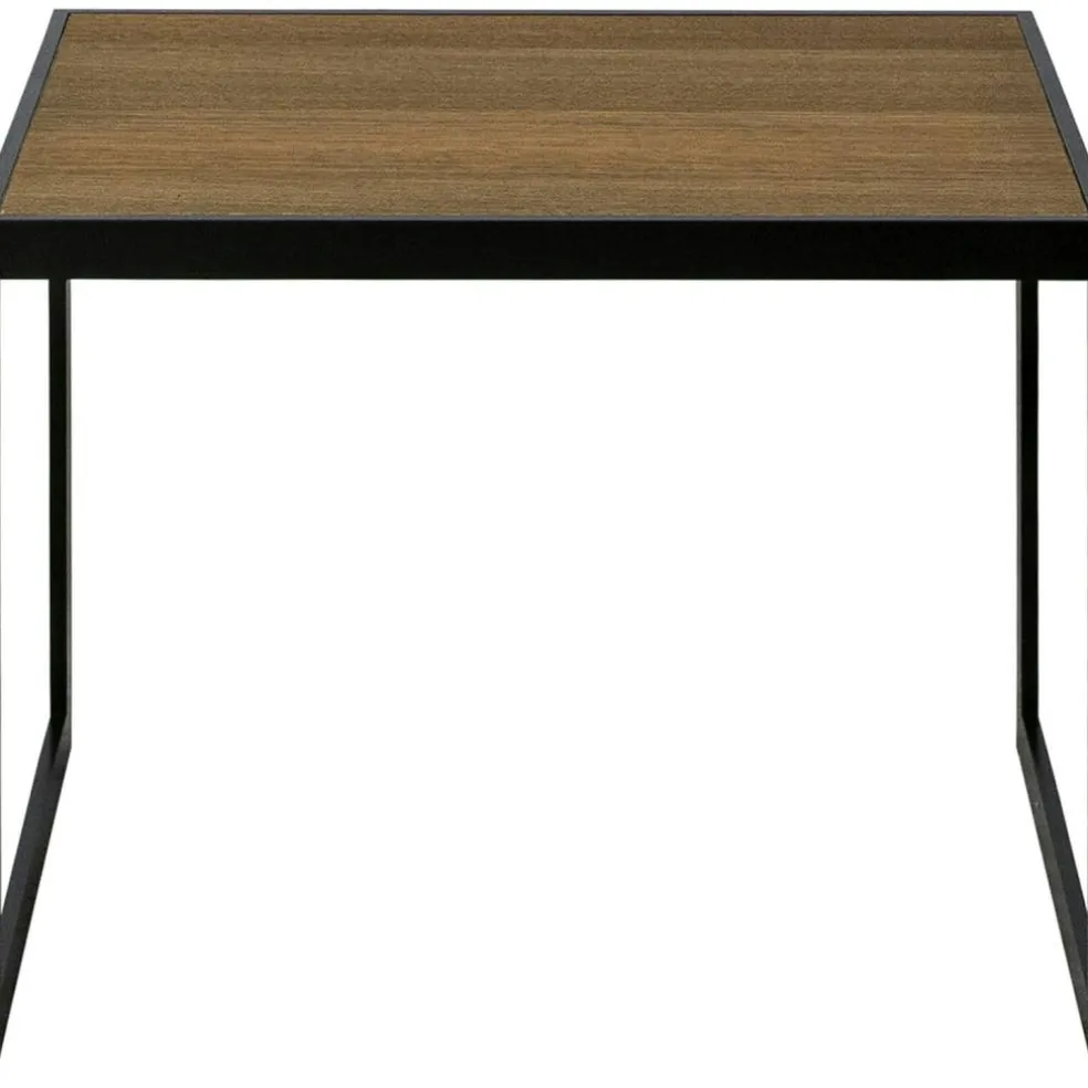 Square Sidobord 41x56x43 cm, Svart/Burned Walnut