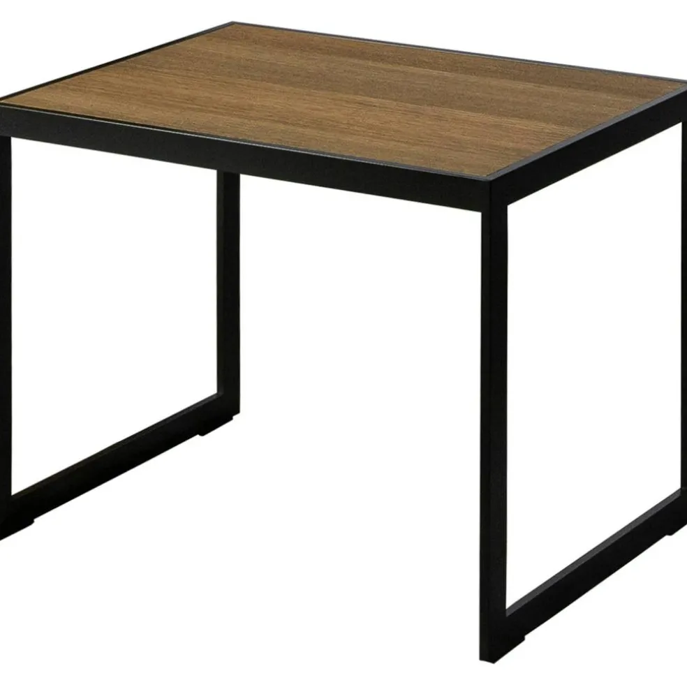 Square Sidobord 41x56x43 cm, Svart/Burned Walnut