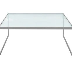 Square Soffbord, 102x102 cm, Silver Grey/Glas