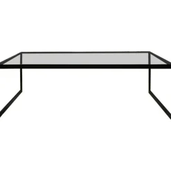 Square Soffbord, 122x62 cm, Svart/Glas