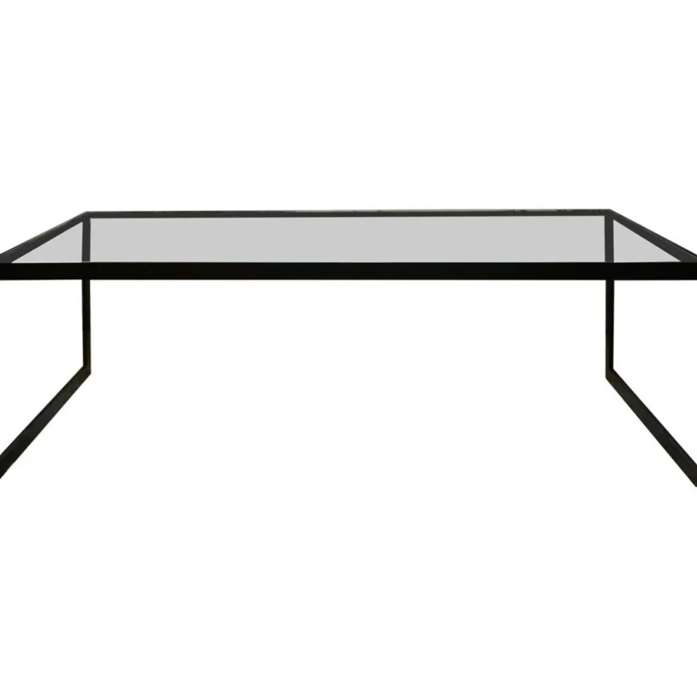 Square Soffbord, 122x62 cm, Svart/Glas