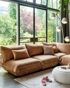 Sumo 4-Sitssoffa Sammet, Almond