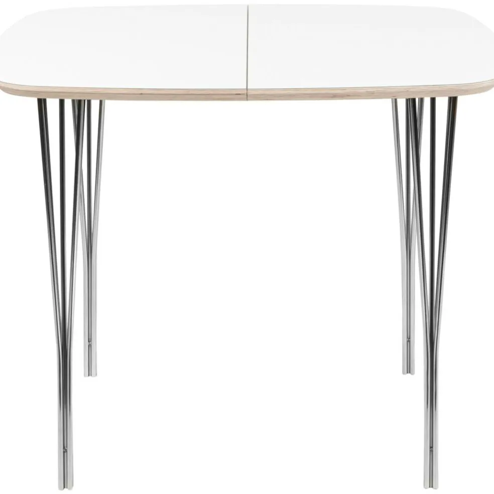 Symphony 86 Matbord, 90x90 Vit Laminat / Krom