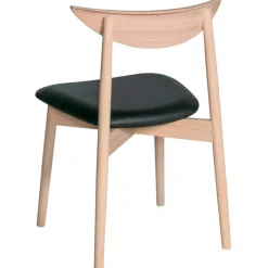 Symphony Matstol, Svart Lädersits, Vitoljad Ek