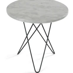 Tall Mini O Table Sidobord Ø50 cm, Svart/Vit marmor