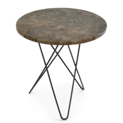 Tall Mini O Table Sidobord Ø50 cm, Svart/Brun marmor