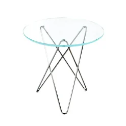 Tall Mini O Table Sidobord Ø50 cm, Stål/Klar glas