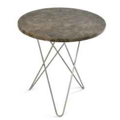 Tall Mini O Table Sidobord Ø50 cm, Stål/Brun marmor