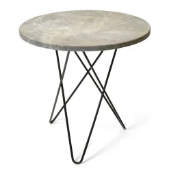 Tall Mini O Table Sidobord Ø50 cm, Svart/Grå marmor