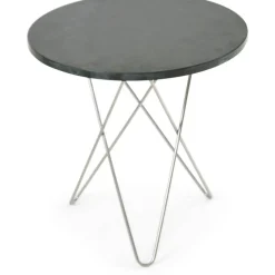 Tall Mini O Table Sidobord Ø50 cm, Stål/Rustik skiffer