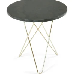 Tall Mini O Table Sidobord Ø50 cm, Mässing/Rustik skiffer