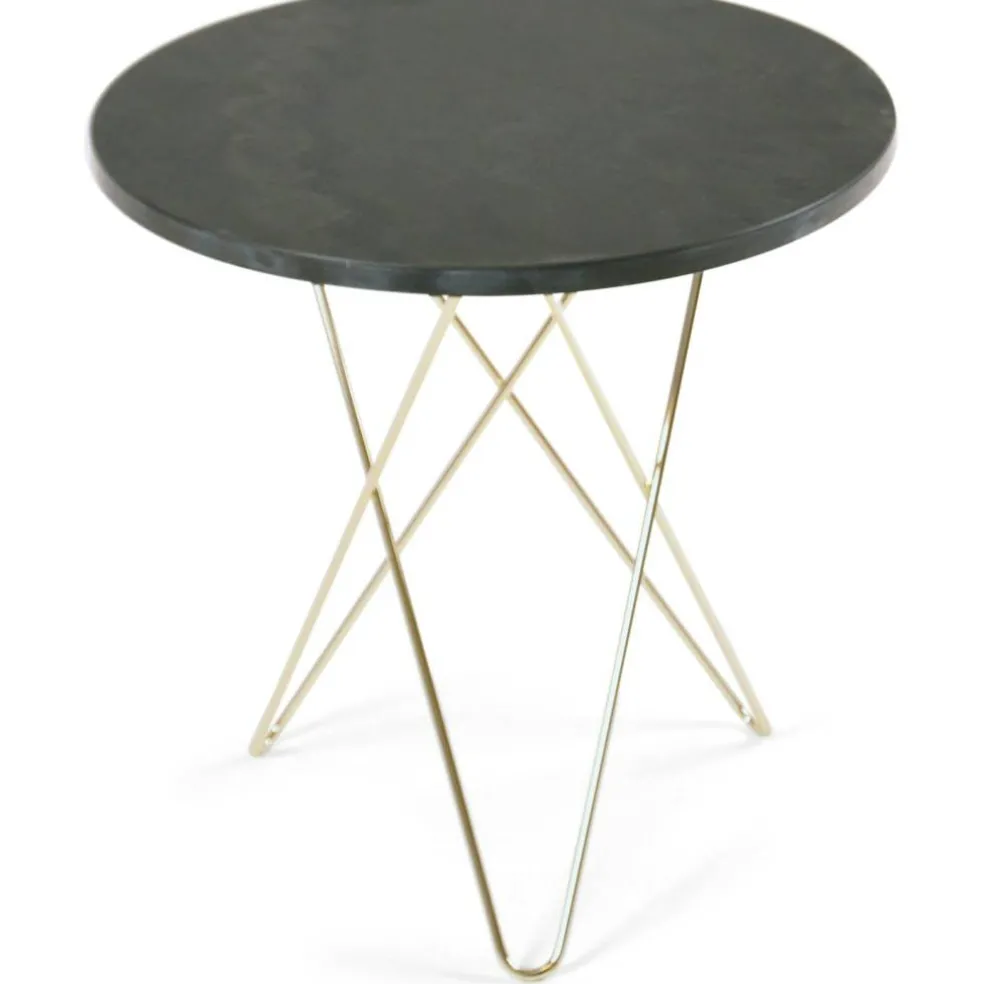 Tall Mini O Table Sidobord Ø50 cm, Mässing/Rustik skiffer