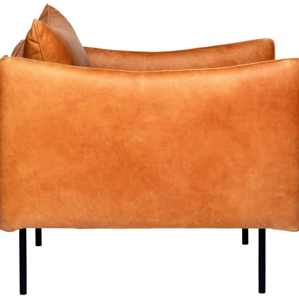 Tiki Fåtölj L W:86 cm, Svarta Ben / Skinn Vintage Cognac