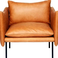 Tiki Fåtölj L W:86 cm, Svarta Ben / Skinn Vintage Cognac