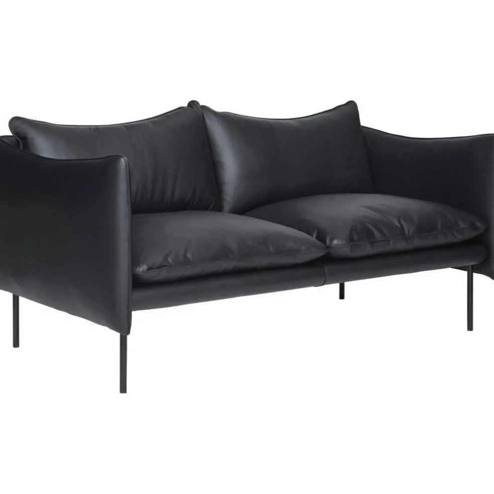 Tiki Soffa 2-Sits, Svarta Ben / Skinn Elmosoft Svart