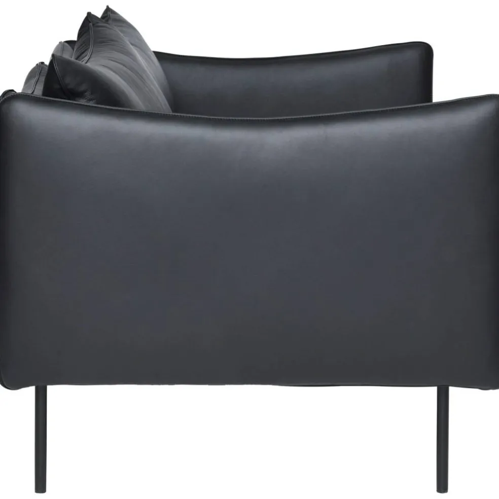 Tiki Soffa 2-Sits, Svarta Ben / Skinn Elmosoft Svart