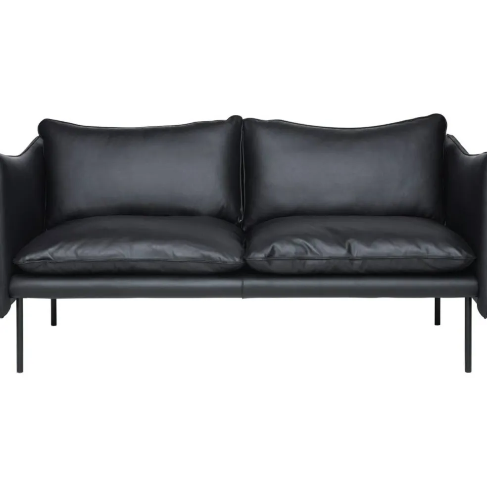 Tiki Soffa 3-Sits, Svarta Ben / Skinn Elmosoft Svart