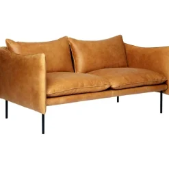 Tiki Soffa 2-Sits, Svarta Ben / Skinn Vintage Cognac