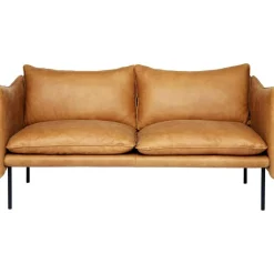 Tiki Soffa 2-Sits, Svarta Ben / Skinn Vintage Cognac