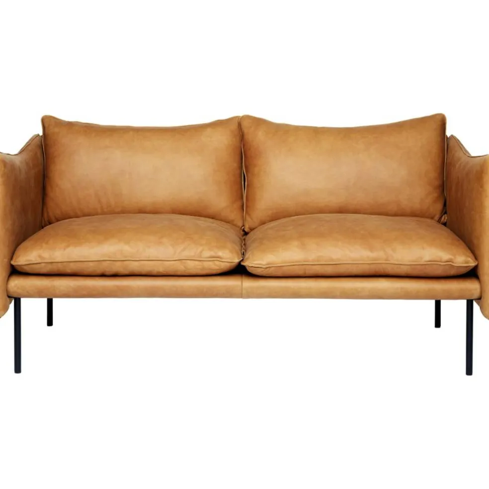Tiki Soffa 2-Sits, Svarta Ben / Skinn Vintage Cognac