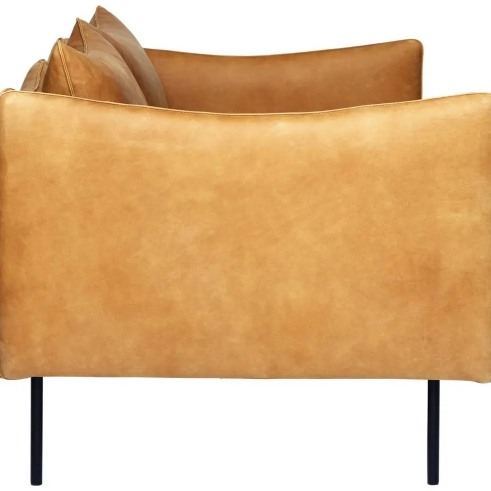 Tiki Soffa 2-Sits, Svarta Ben / Skinn Vintage Cognac