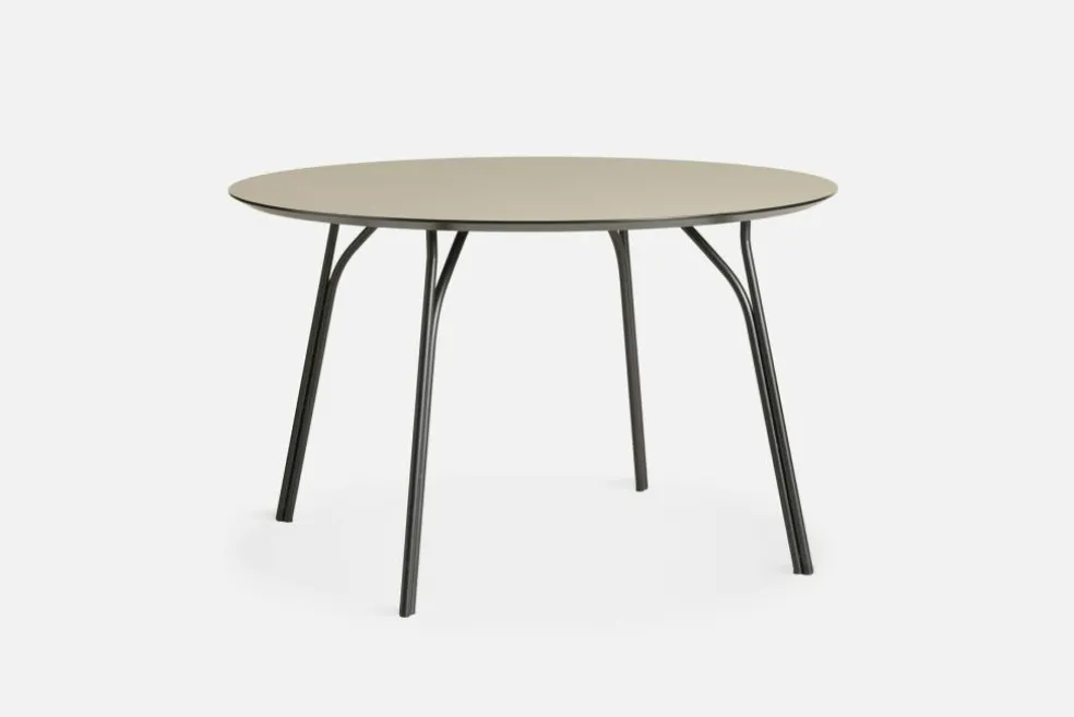 Tree Matbord Ø120, Beige Topp / Svarta Ben