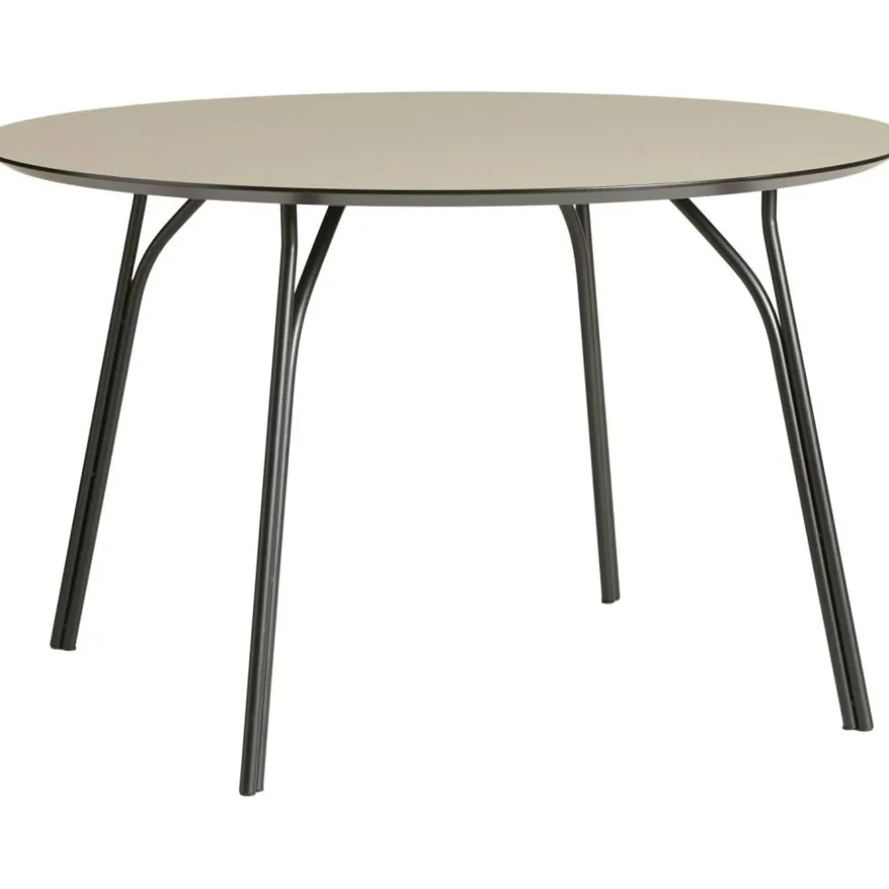Tree Matbord Ø120, Beige Topp / Svarta Ben