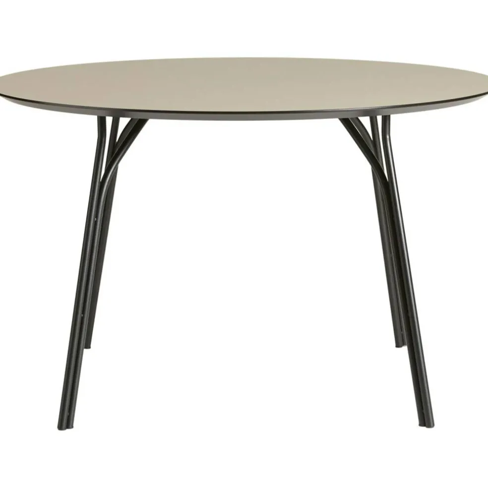 Tree Matbord Ø120, Beige Topp / Svarta Ben