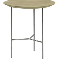 Tribeca Sidobord Lackad Ek / Satinkromat Stål, 47 cm