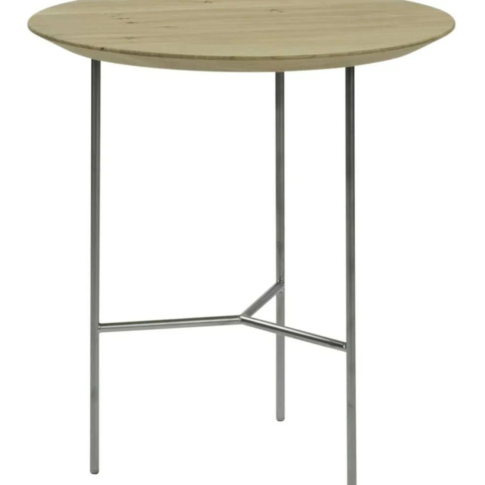 Tribeca Sidobord Lackad Ek / Satinkromat Stål, 47 cm