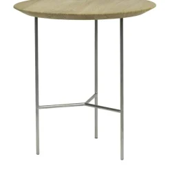 Tribeca Sidobord Rustikt Oljad Ek / Satinkromat Stål, 47 cm