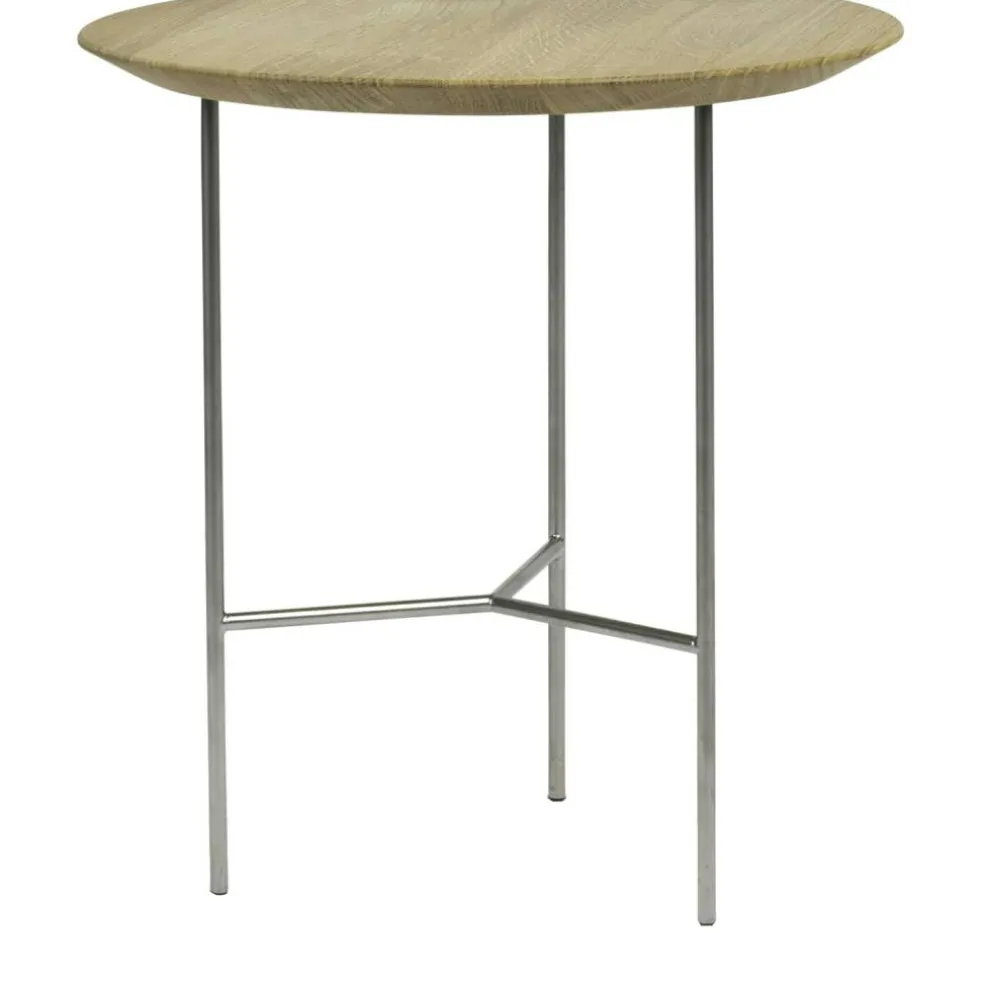 Tribeca Sidobord Rustikt Oljad Ek / Satinkromat Stål, 47 cm