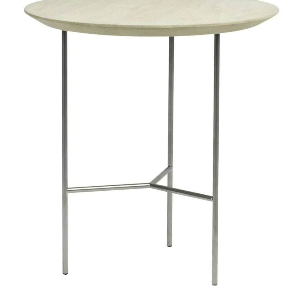 Tribeca Sidobord Såpad Ek / Satinkromat Stål, 47 cm
