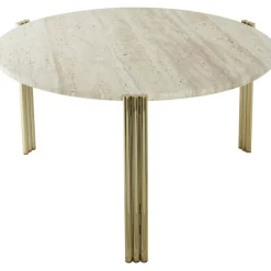 Tribus Soffbord 80 cm, Guld / Travertin