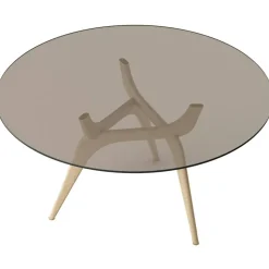 Triiio Matbord Ø135 cm, Oljad Valnöt / Bronsfärgat Glas