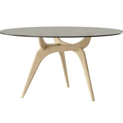 Triiio Matbord Ø135 cm, Oljad Valnöt / Bronsfärgat Glas