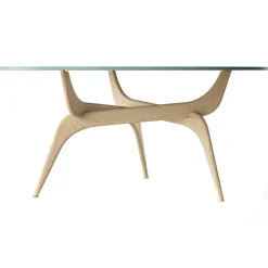 Triiio Soffbord Ø90 cm, Oljad Valnöt / Klarglas