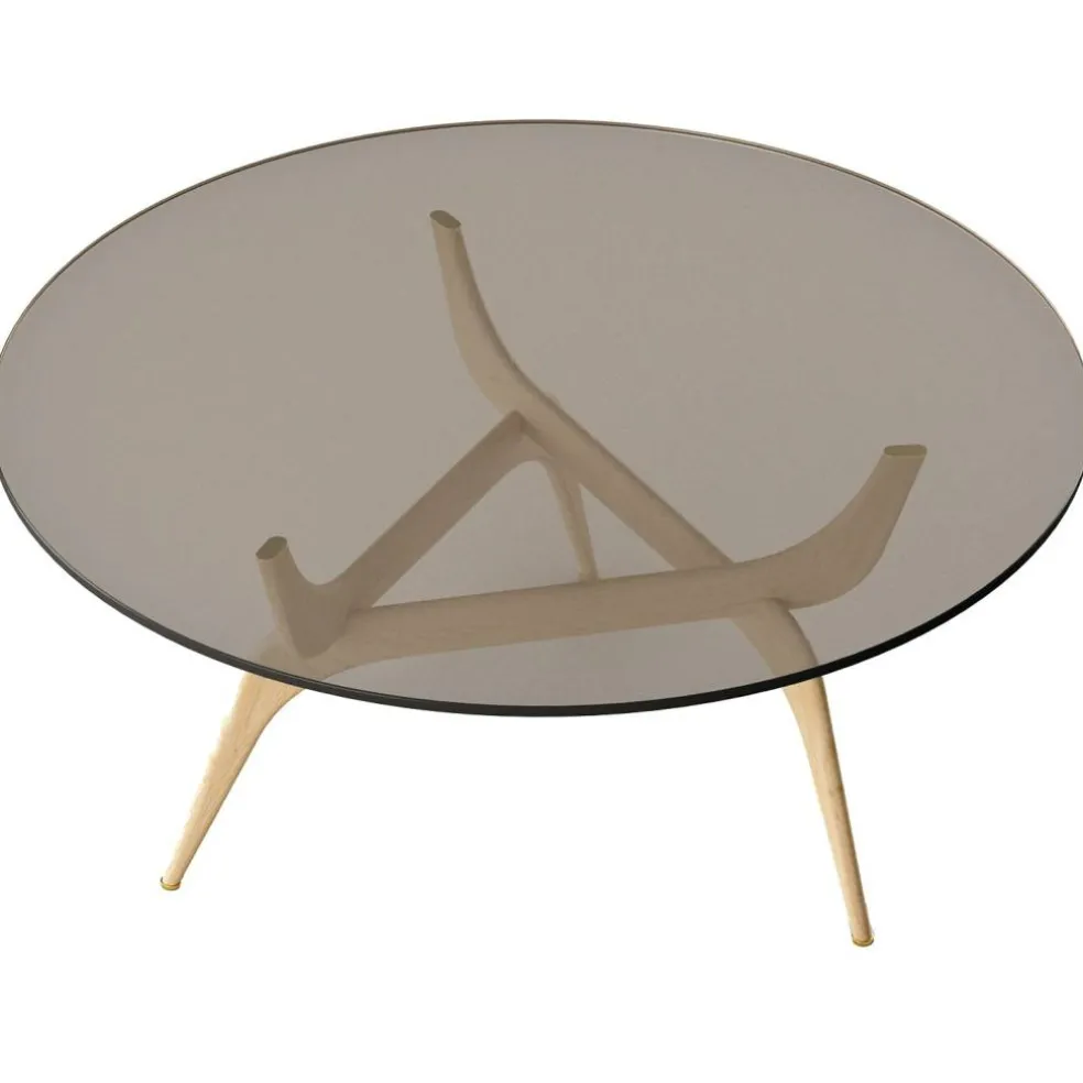 Triiio Soffbord Ø90 cm, Rökt Ek / Bronsfärgat Glas