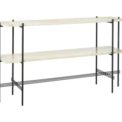 TS Console Sidobord 120x30x72 cm, Polerat Stål / Vit Carraramarmor