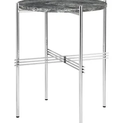 TS Sidobord 40 cm, Polerat Stål / Grå Emperadormarmor