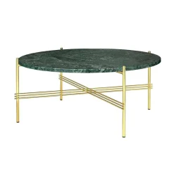 TS Soffbord 80 cm, Mässing / Grön Guatemalamarmor