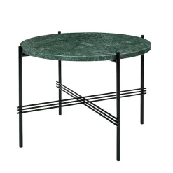 TS Soffbord 55 cm, Polerat Stål / Grön Guatemalamarmor