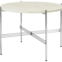 TS Soffbord 55 cm, Polerat Stål / Vit Carraramarmor