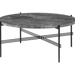 TS Soffbord 80 cm, Polerat Stål / Grå Emperadormarmor