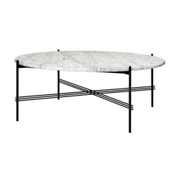 Ts Soffbord Ø105 cm, Svart/Vit Marmor