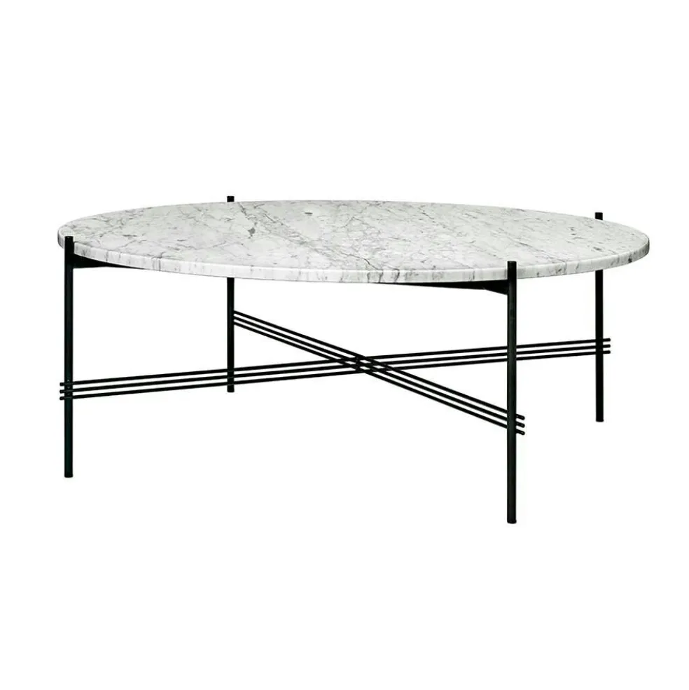 Ts Soffbord Ø105 cm, Svart/Vit Marmor